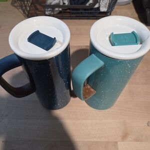 ELLO Speckled Travel Mugs with Cork Handle Set